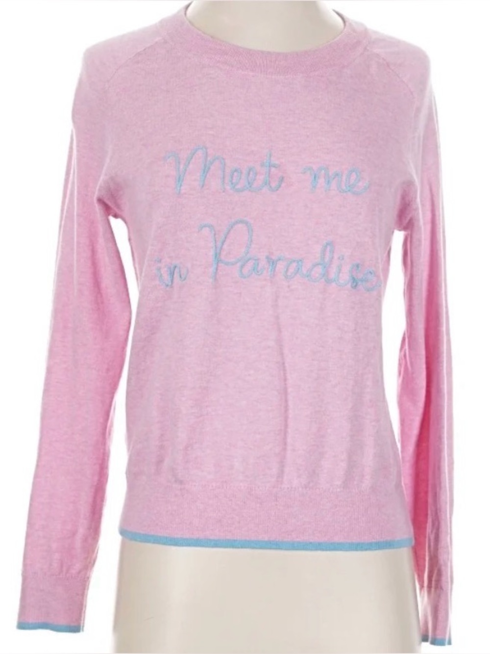 LIKE NEW Tommy Bahama Pastel Pink Crewneck Sweater with Aqua Embroidery